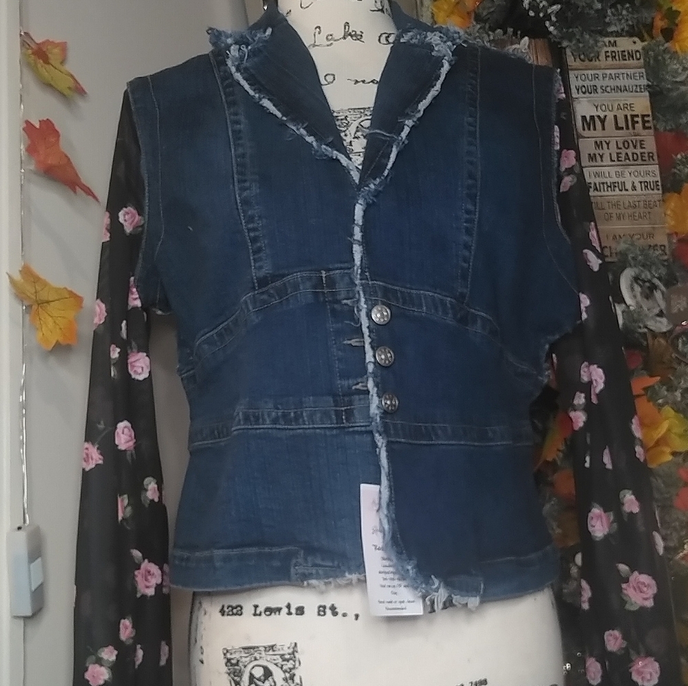 Redneck Princess Peekaboo Jacket,Sz M Swiss Polka Dot Inlay See Through Sleeves
